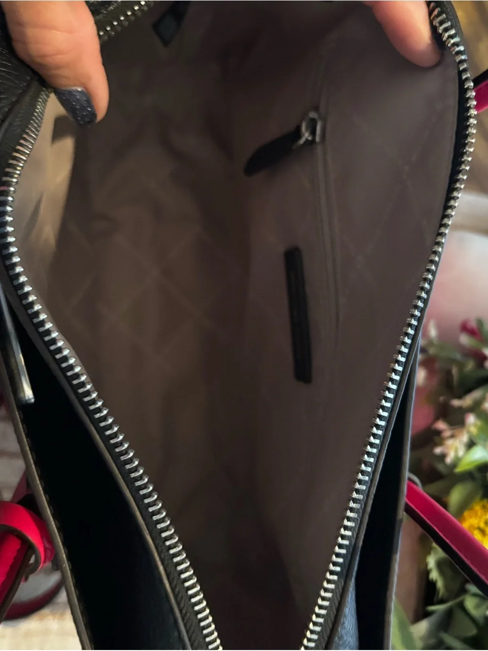 Michael Kors Red, White and Black Leather Satchel with MK Charm